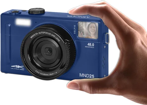 Miniatura 5 de Minolta Cámara digital de enfoque automático de 48 MP con espejo selfie, video 4K Ultra HD, zoom digital de 16x, LCD de 3.0 pulgadas, detección