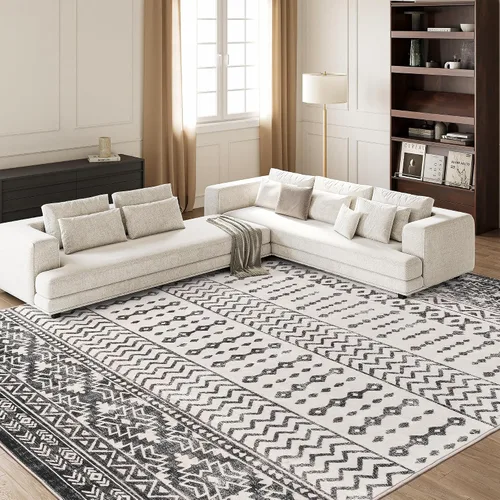 Miniatura 12 de Art&Tuft Alfombra de área de 8 x 10 pies, súper suave, ultrafina, marroquí, lavable, antideslizante, para sala de estar, plegable, geométrica, Gris