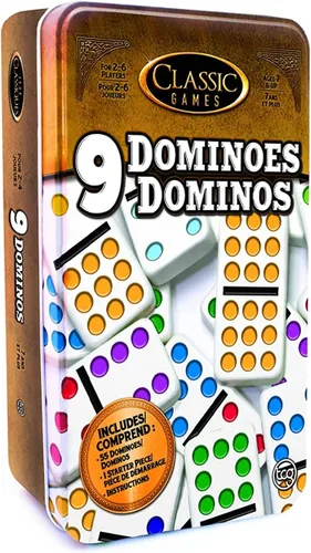 TCG Toys Classic Games - Lata de dominó doble 9 - Sé el primero en ganar! Ideal para niños y niñas mayores de 7 años