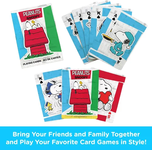 Miniatura 4 de AQUARIUS Peanuts Snoopy - Baraja de cartas con temática de Snoopy para tus juegos de cartas favoritos, mercancía y coleccionables de cacahuetes