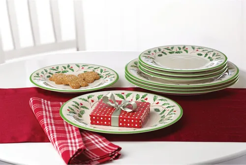 Miniatura 7 de Lenox 863669 Holiday - Juego de platos llanos de melamina de 4 piezas, vajilla navideña, alojamiento
