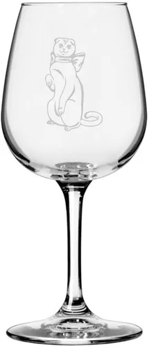Miniatura 181 de Copa de vino de 12.75 onzas con temática de gato abisinio grabada para todo uso