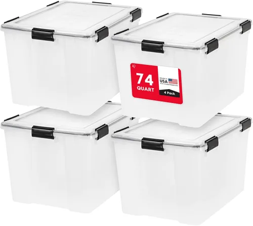 IRIS USA, Inc. IRIS USA UCB-LDD Caja de almacenamiento de la intemperie, 74 qt, claro, 4 pack