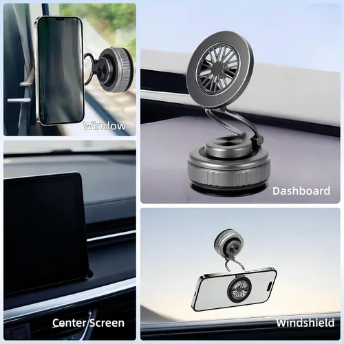 Miniatura 7 de Soporte magnético para teléfono de coche con ventosa fuerte 360° ajustable plegable soporte de teléfono portátil para tu coche/gimnasio/espejo