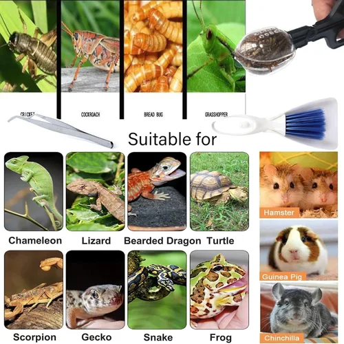 Miniatura 7 de Escoba de limpieza pequeña, herramienta de alimentación con cuchara, mini recogedor y cepillo, pinzas de acero inoxidable, limpiador de tanque