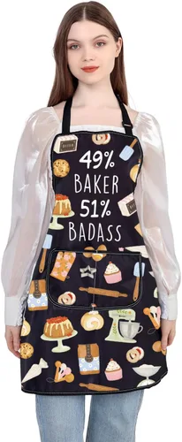Miniatura 2 de WSNANG Divertido regalo de panadero 49% Baker 51% Badass Delantal de repostería Chef Delantal Culinario Escuela Regalo de Graduación Bake Lover