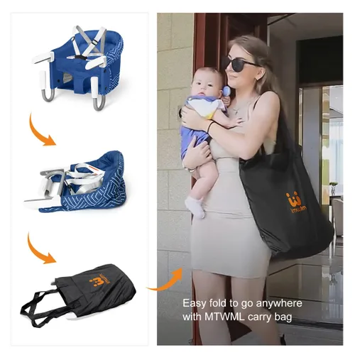 Miniatura 4 de MTWML Silla de bebé portátil para mesa, silla alta de enganche que se fija a la mesa, asiento de mostrador con ahorro de espacio para bebé, asiento