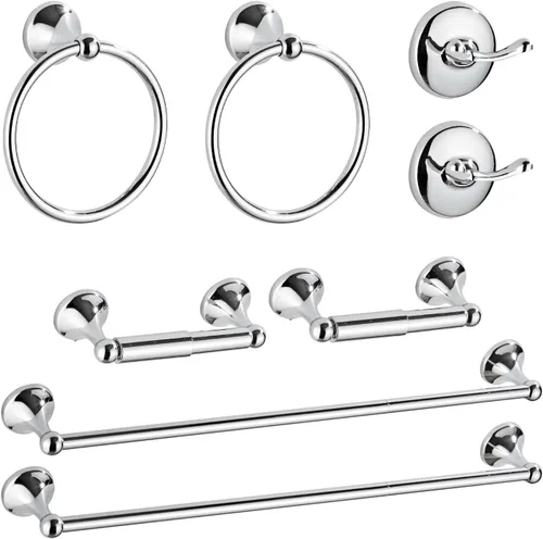 Miniatura 9 de Juego de accesorios de baño de 4 piezas (barra de toalla ajustable, anillo de toalla, soporte de papel higiénico, gancho para toalla), accesorios