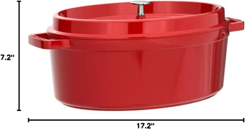 Miniatura 5 de Staub Tostador de Hierro Fundido/Cocotte, Ovalado 14.6 in, 8 L, Rojo Cereza
