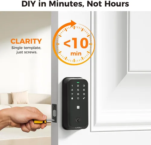 Miniatura 3 de Cerradura inteligente para puerta delantera, llave de Apple Home y WiFi integrado, cerrojo de entrada sin llave de huellas dactilares con teclado