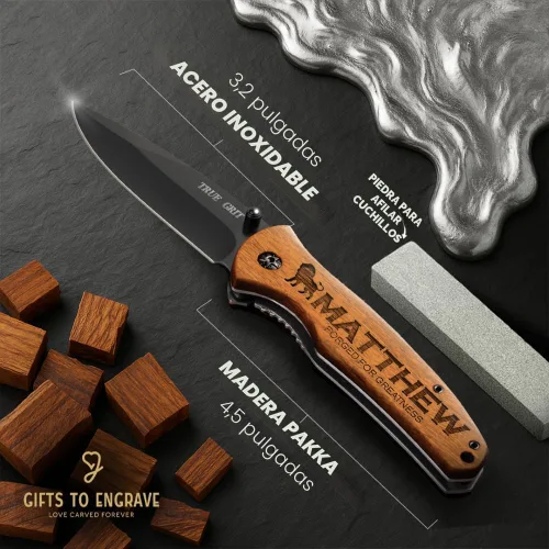 Miniatura 7 de Regalos de navaja personalizada para hombres, cuchillo de caza para él, regalo de Navidad personalizado para papá, novio, regalo grabado