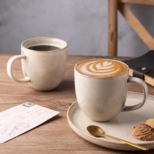 Miniatura 4 de AmorArc Tazas de café de 12 onzas, juego de 6 tazas de café de cerámica para hombre, mujer, papá, mamá, tazas de café modernas con asa