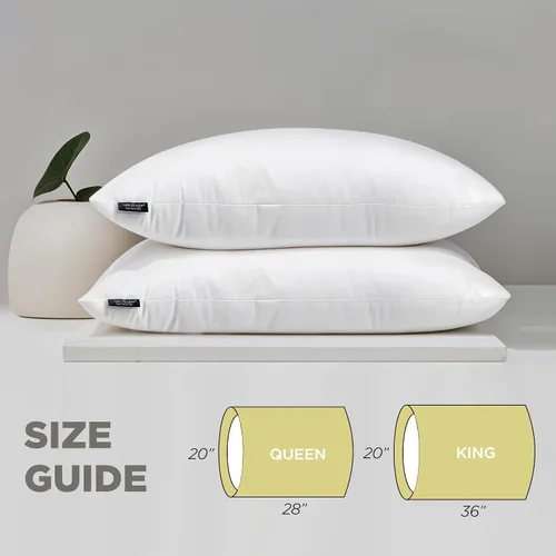 Miniatura 7 de Farm to Home Juego de 2 almohadas 100% algodón orgánico de plumón alternativo, tamaño King, colección de hotel de lujo, tamaño mediano, suave