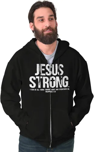 Miniatura 6 de Jesús Strong Philippians 413 Biblia Zip Up Sudadera con capucha para hombre para mujer