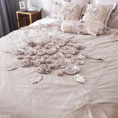 Miniatura 15 de Tache Home Fashion Cinnnamon - Juego de edredón victoriano con volantes florales ((6 piezas), King, canela Chai (VEMA1612-K)