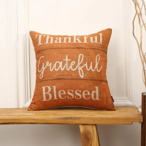 Miniatura 2 de TRENDIN Thankful Grateful Blessed - Funda de almohada de 18 x 18 pulgadas para sofá, decoración de otoño, funda de cojín cuadrada de lino