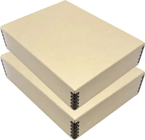 Lineco, Caja de almacenamiento de museo de 9x12 pulgadas en color marrón, diseño frontal con caída. Sin ácidos con borde de metal. Preserva la