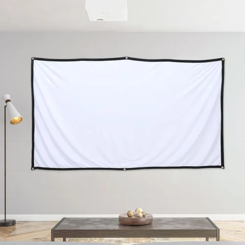 Miniatura 6 de BESPORTBLE Pantalla de proyector con tela de poliéster y ganchos para colgar, pantalla de proyección portátil de oficina y fiesta para cine en casa