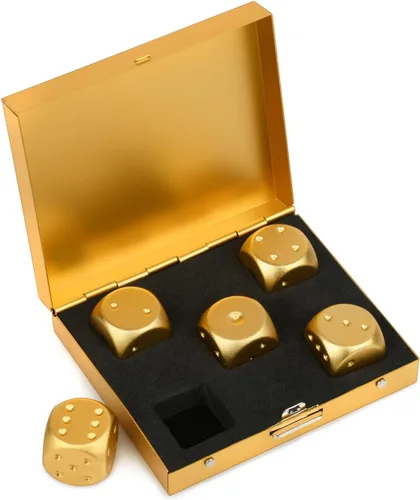 Miniatura 10 de DS. DISTINCTIVE STYLE Dados de aleación de aluminio 5 piezas 16 mm, dados de metal portátiles con estuche, dados de 6 caras para juego de fiesta