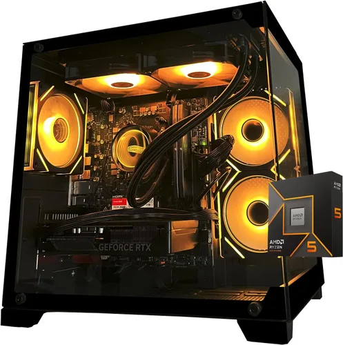 Miniatura 7 de SKYESEV Computadora de escritorio para juegos, AMD Ryzen 5 5600, RTX3050 6GB, 32GB DDR4 RAM y 1TB M.2 NVMe PCle, ventilador ARGB, WiFi, consola