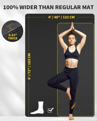 Miniatura 2 de CAMBIVO Esterilla de Yoga Grande (6' x 4'), Alfombrilla de Entrenamiento Extra Ancha para Hombres y Mujeres, Esterilla de Yoga Gruesa de 1/3 y 1/4