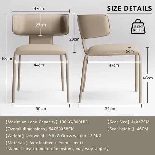 Miniatura 2 de YOUNIKE Silla de comedor tapizada individual de piel sintética de alta calidad, silla de comedor con respaldo, moderna y acolchada, cómoda silla