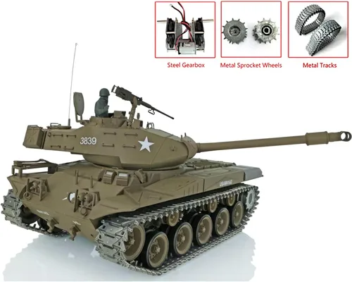 Miniatura 2 de POCO DIVO Walker Bulldog M41A3 US Tank, 1/16 RTR RC Vehículo Militar, Heng Long 3839 MS Edition Upgrade Steel Gear Metal Track Sprocket, Airsoft