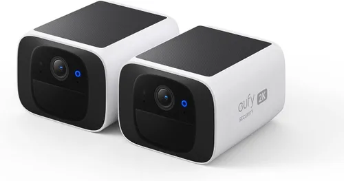 eufy Security SoloCam S220 Paquete de 2 cámaras, cámara de seguridad solar, cámara inalámbrica para exteriores, alimentación continua, resolución
