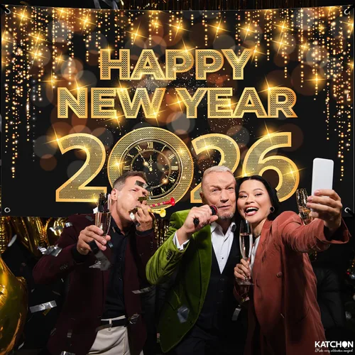 Miniatura 4 de KatchOn, Cartel de feliz año nuevo extra grande – 72 x 44 pulgadas Fondo de Año Nuevo 2026 Decoraciones de Año Nuevo 2026 Cartel de Nochevieja