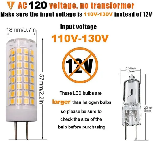 Miniatura 2 de ZHENMING Bombilla LED GY6.35 G6.35 de 7 W CA 110 V-130 V (no se puede utilizar a bajo voltaje de 12 V), blanco cálido 3000 K regulable 65 W