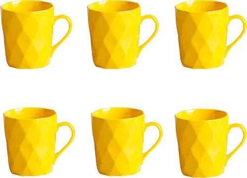 Miniatura 7 de Juego de 6 tazas de porcelana de 11 onzas, juego de tazas de té y cacao, azul, mate