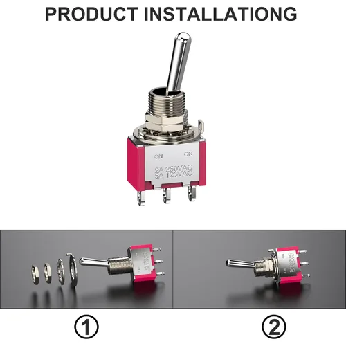 Miniatura 4 de Interruptor de palanca AC 5A/125V 2A/250V 3 pines On/On 2 Posiciones SPDT Mini Interruptor de palanca miniatura Tablero de salpicadero de coche