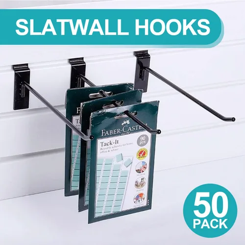 Miniatura 2 de HJW Ganchos Slatwall 50 piezas de 4 pulgadas negro Slatwall accesorios garaje tienda venta al por menor resistente tablero de clavijas rejilla
