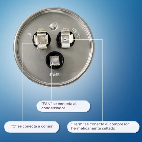 Miniatura 4 de Condensador de CA 45+5 uF 45/5 MFD ±6% 370V/440VAC CBB65 Condensador de arranque circular de doble funcionamiento para bomba de calor, aire