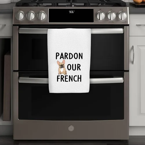 Miniatura 5 de WCGXKO Regalo para amantes de los Bulldog - Toalla de cocina con temática de Bulldog Francés (Pardón nuestro francés)