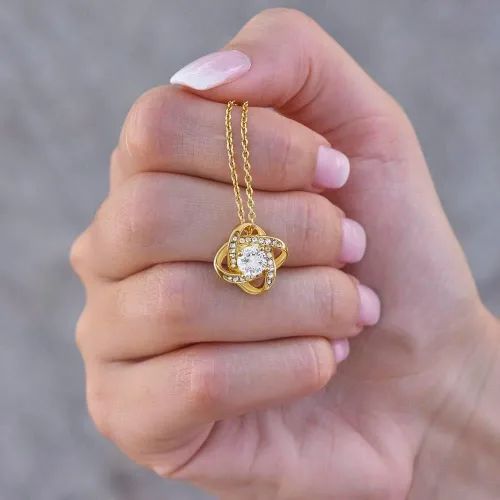 Miniatura 5 de Regalo para hija, collar con colgante de nudo de amor con caja de regalo y tarjeta de mensaje de calentamiento de corazón, fabricado en los Estados