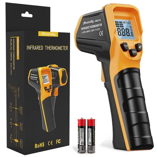Termómetro infrarrojo láser pistola de temperatura -58℉ a 1112℉, con calibración Cal y emisividad ajustable, medida mínima y máxima, para cocinar,