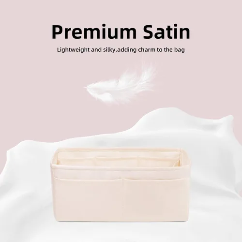 Miniatura 3 de DGAZ Organizador de bolsos suave y sedoso, de seda, lujoso, para mujer, se adapta a bolsas Birkin25303540 (Craie, BK25)