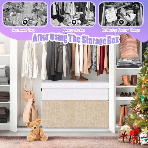 Miniatura 4 de Caja grande de almacenamiento de juguetes con divisor de tapa, organizador de juguetes plegable resistente, cofre organizador de juguetes, Grande