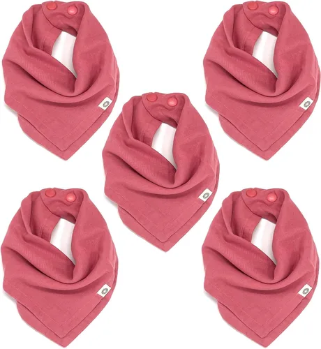 Kishu Baby Indi GOTS - Juego de baberos de muselina orgánica para bebé, juego de baberos reversibles de 4 vías
