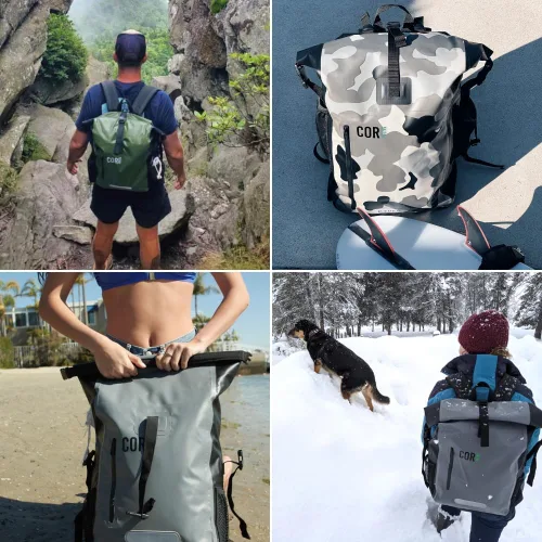 Miniatura 8 de COR Surf Mochila Impermeable de Bolsa Seca con Funda Acolchada para Portátil de 25L y 40L Paquete Enrollable de Servicio Pesado, Camuflaje, 25 L