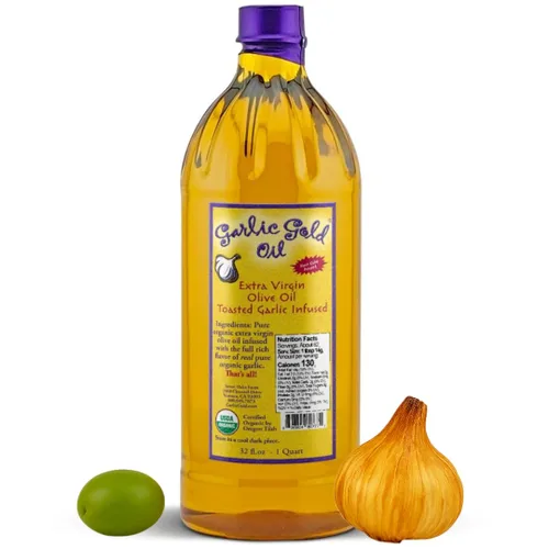 Miniatura 11 de Garlic Gold Aceite de oliva virgen extra infundido con ajo, certificado orgánico USDA premium, bajo FODMAP, prensado en frío (8.5 fl oz, 2 unidades)