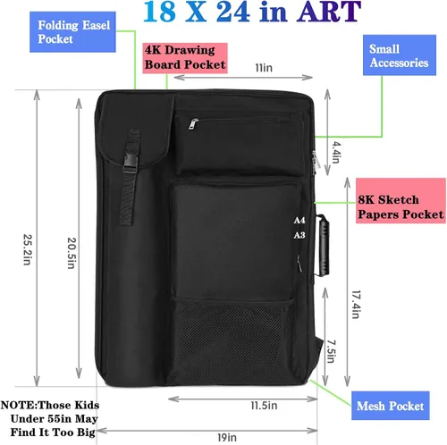 Miniatura 2 de TreochtFUN Bolsas de arte para suministros Portafolio Estuche 19 X 25.5 para almacenamiento A2 Tablero de lona A3 Cuaderno de bocetos - Llevar obras