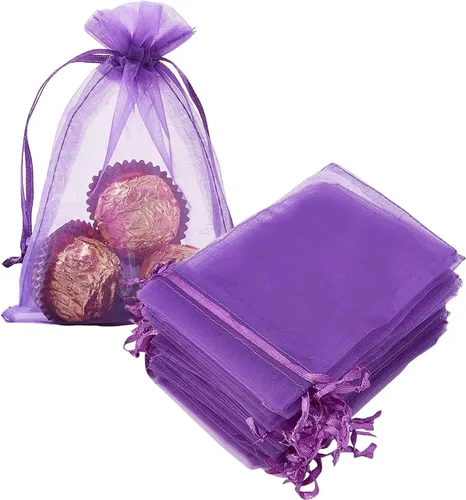 Miniatura 17 de Bolsas de Regalo de Organza 100 Piezas con Cordón 4x6 pulgadas Azul Marino para Baby Shower, Cumpleaños de Niña, Recuerdos de Fiesta, Boda