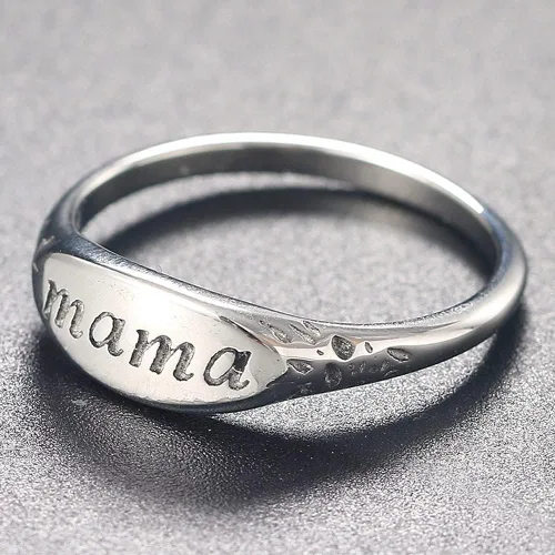 Miniatura 4 de Jude Jewelers Anillo de acero inoxidable para mamá, mamá, día de la madre, cumpleaños, Navidad, boda, vacaciones, Metal no precioso., Zirconia cúbica