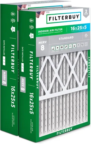 Miniatura 17 de Filterbuy 10x17x2 Filtro de aire MERV 8 Defensa Esencial contra el Polvo y las Alergias (2 unidades), Filtros exteriores plegados electrostáticos