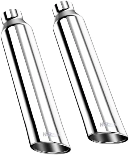 Miniatura 11 de MZS Punta de escape, tubo de escape universal de acero inoxidable de 2.5" de entrada, 4" de salida, 9" de longitud, borde tangente - Titanio quemado