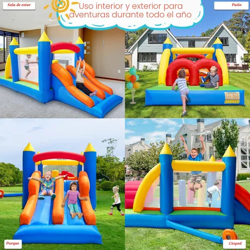 Miniatura 5 de HuaKastro Casa Inflable de Obstáculos y Saltos para Niños de 16.3x7.2 Pies con Toboganes de Carreras Duales, Túneles de Gateo, Escalada, Obstáculos