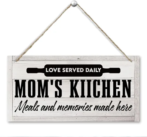 Decoración de cocina de campo, cocina de mamá, arte de pared retro de 11.8 x 5.9 pulgadas, arte de pared rústico de granja, regalos de inauguración