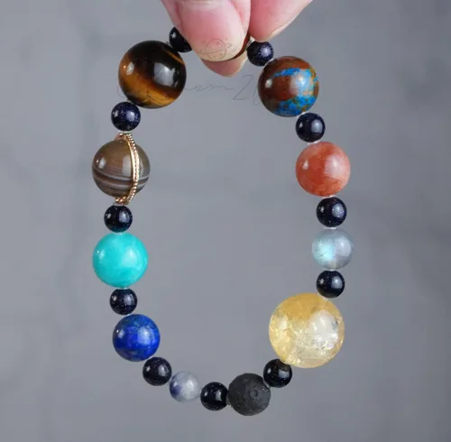 Miniatura 61 de Precious Gemstone Natural Crystal Healing Bracelet, Rutilated Quartz, Moonstone, Quartz Handmade Original Design Bracelet
